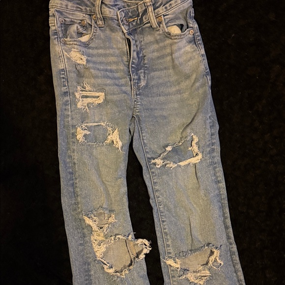 American Eagle Outfitters Light Blue Distressed Flare Jeans - Picture 5 of 10
